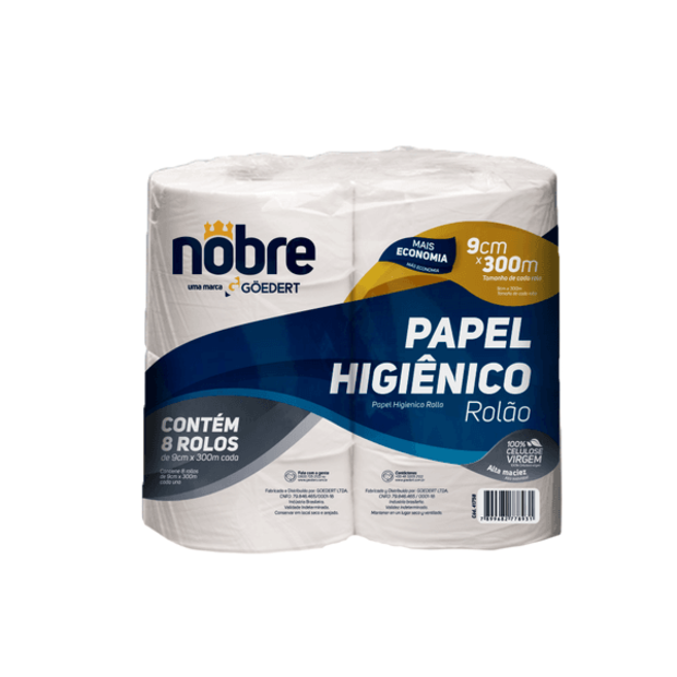 Papel Higiênico Rolão 300MX9CM Branco C/8 Rolos – Nobre