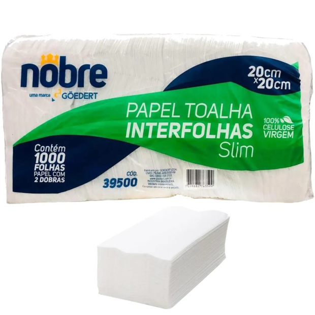 Papel Toalha Interfolha Slim Compact 20x20cm 1000fls – Nobre